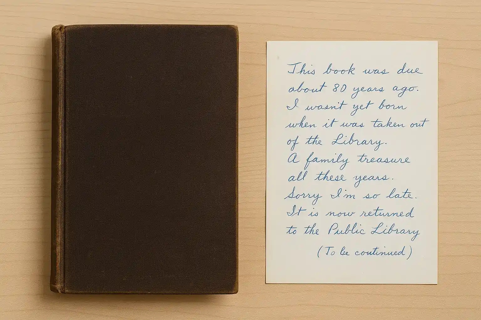 Old library book with handwritten note