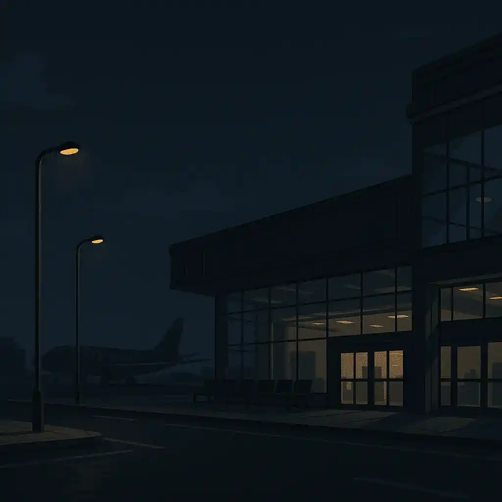 Abu Dhabi to Kerala flight mystery illustration of airport at night