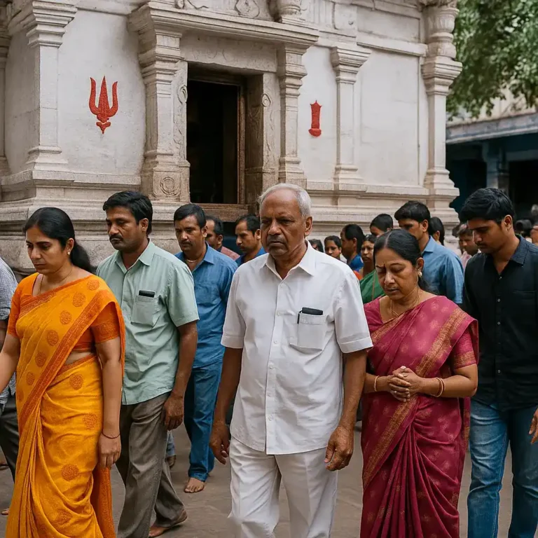Devotees circling Chilkur Balaji Visa Temple.