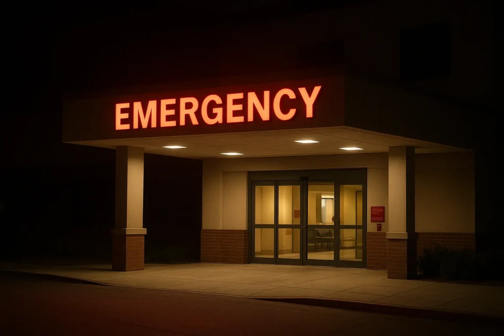 AI-generated emergency room entrance in California after squirrel attacks